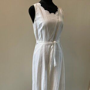 New! Talbot's White 100% Linen Dress with Cotton Liner